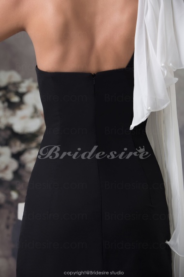 Sheath/Column One Shoulder Knee-length Sleeveless Satin Dress