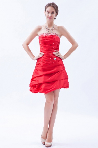 A-line Spaghetti Straps Tea-length Organza Homecoming Dress