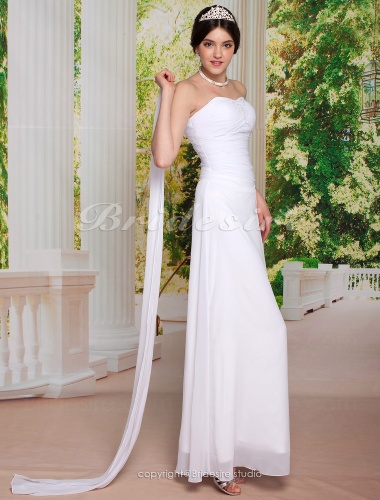 Sheath/ Column Chiffon Ankle-length Sweetheart Wedding Dress With A Wrap