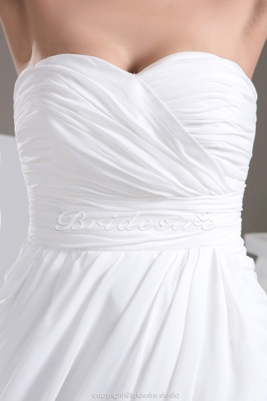 Sheath/Column Sweetheart Floor-length Sleeveless Chiffon Wedding Dress