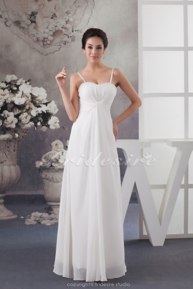 Sheath/Column Spaghetti Straps Floor-length Sleeveless Chiffon Wedding Dress