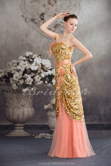 Sheath/Column Strapless Floor-length Sleeveless Sequined Dress