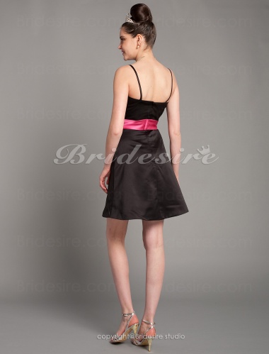 A-line Knee-length Straps Charming Satin Bridesmaid Dress with Removale Straps
