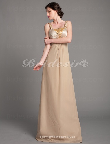 Sheath/Column Stretch Satin And Chiffon Floor-length Mother Of The Bride Dress With A Wrap