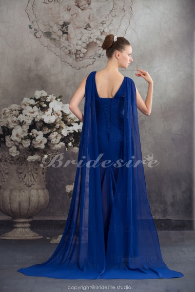 Sheath/Column V-neck Floor-length Sleeveless Chiffon Dress