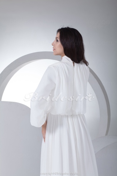Sheath/Column V-neck High Neck Floor-length 3/4 Length Sleeve Chiffon Dress