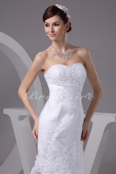 Sheath/Column Strapless Short/Mini Sleeveless Tulle Satin Wedding Dress