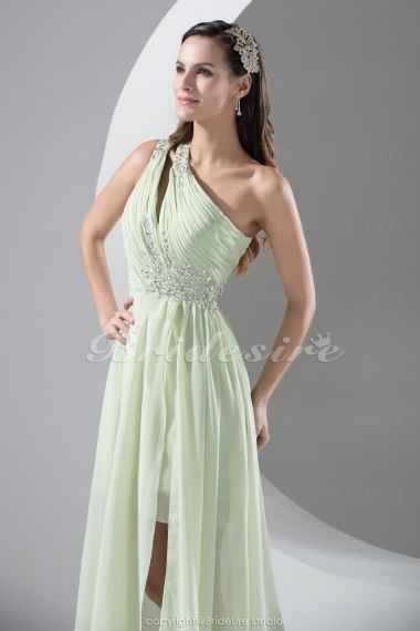 Sheath/Column One Shoulder Asymmetrical Sleeveless Chiffon Dress