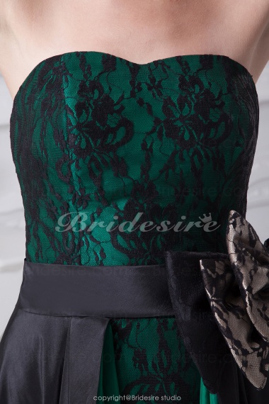 A-line Sweetheart Asymmetrical Short/Mini Sleeveless Taffeta Lace Dress