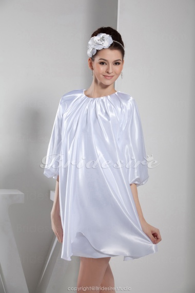 Sheath/Column Jewel Short/Mini Half Sleeve Taffeta Dress