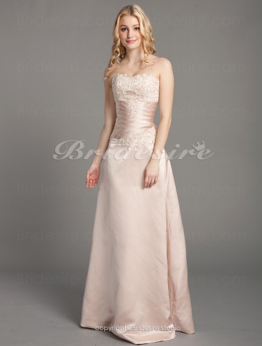 A-line Satin And Lace Floor-length Strapless Wedding Dress