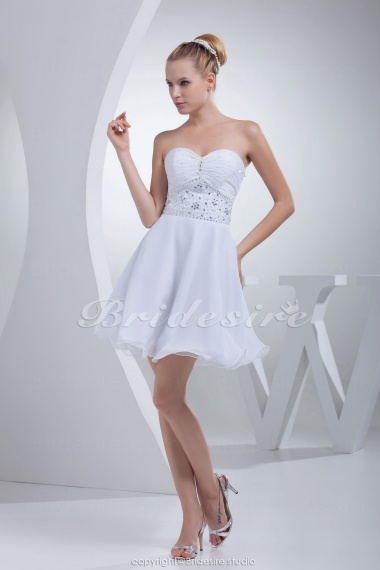 Princess Sweetheart Short/Mini Sleeveless Satin Chiffon Dress