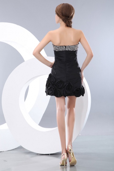 A-line One Shoulder Tea-length Taffeta Homecoming Dress