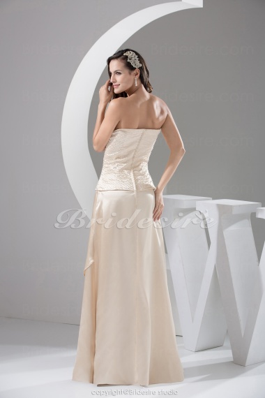 A-line Off-the-shoulder Floor-length Sleeveless Satin Dress