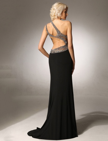 Sheath/Column V-neck Floor-length Chiffon Lace Evening Dress