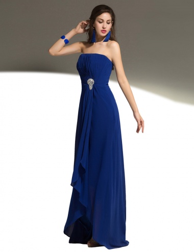 Sheath/Column One Shoulder Floor-length Chiffon Sequins Prom Dress
