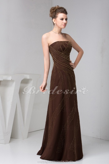 A-line Strapless Floor-length Sleeveless Chiffon Bridesmaid Dress