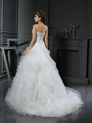 Ball Gown V-neck Sleeveless Organza Wedding Dress