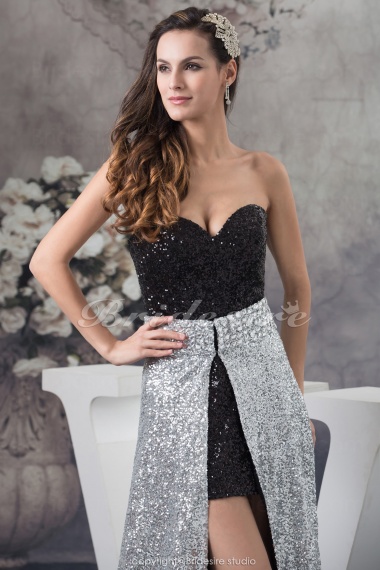 A-line Sweetheart Asymmetrical Sleeveless Sequined Dress