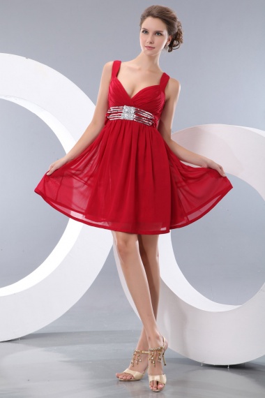 A-line Halter Tea-length Taffeta Homecoming Dress