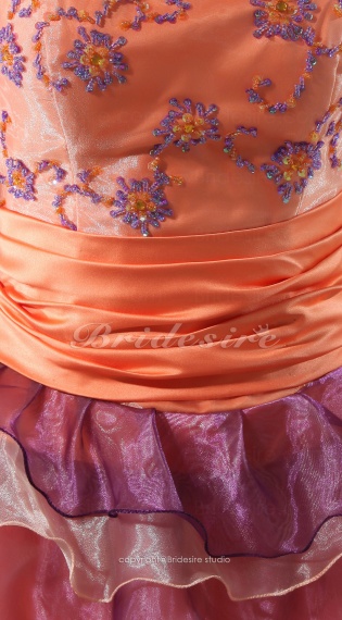 Ball Gown Straps Chapel Train Sleeveless Organza Dress