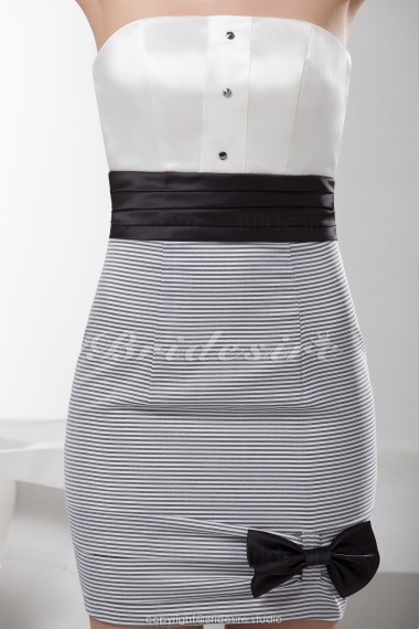 Sheath/Column Strapless Short/Mini Sleeveless Satin Dress