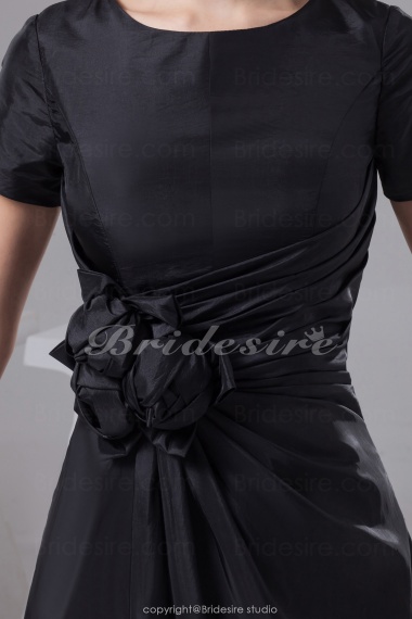 A-line Scoop Short/Mini Short Sleeve Taffeta Mother of the Bride Dress