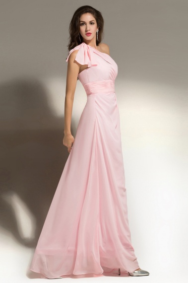 Sheath/Columnn One Shoulder Floor-length Chiffon Bridesmaid Dress