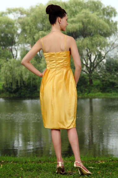 A-line Halter Knee-length Satin Prom Dress