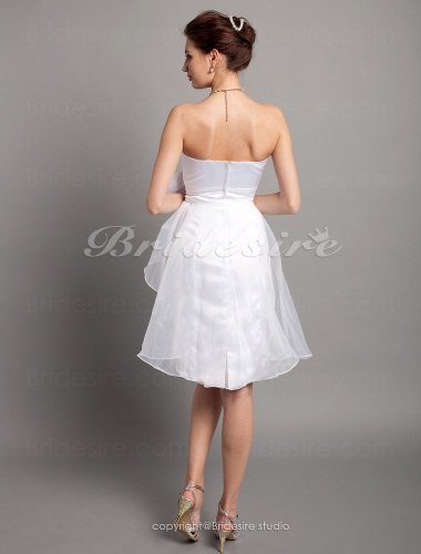 A-line Satin And Organza Knee-length Sweetheart Bridesmaid Dress