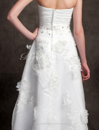 A-line Organza Ankle-length Sweetheart Wedding Dress