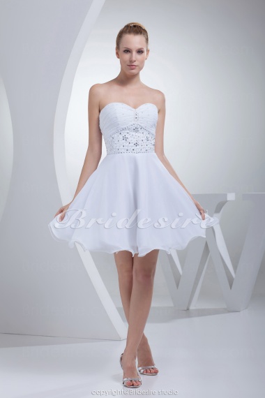 Princess Sweetheart Short/Mini Sleeveless Satin Chiffon Dress