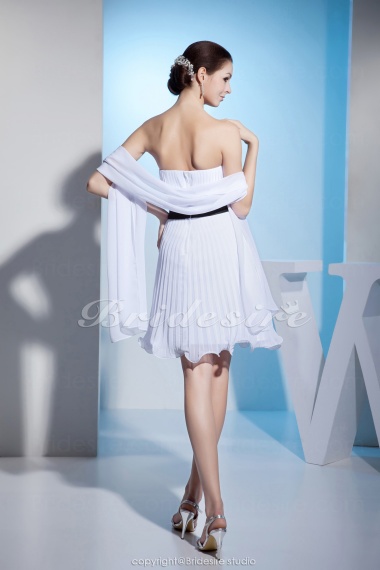 A-line Strapless Knee-length Sleeveless Organza Dress