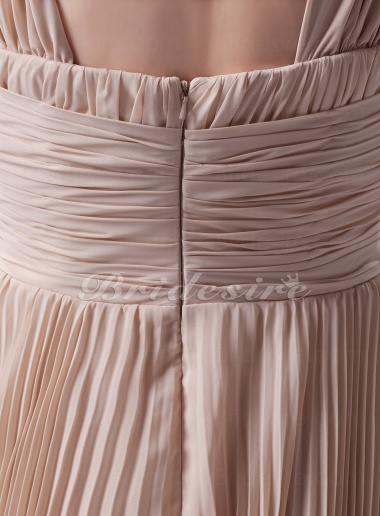 A-line Straps Knee-length Sleeveless Chiffon Dress
