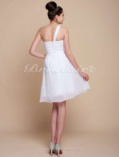 A-line Satin And Chiffon Short/Mini One Shoulder Sweetheart Bridesmaid Dress