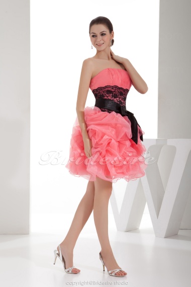 Ball Gown Strapless Knee-length Sleeveless Organza Dress