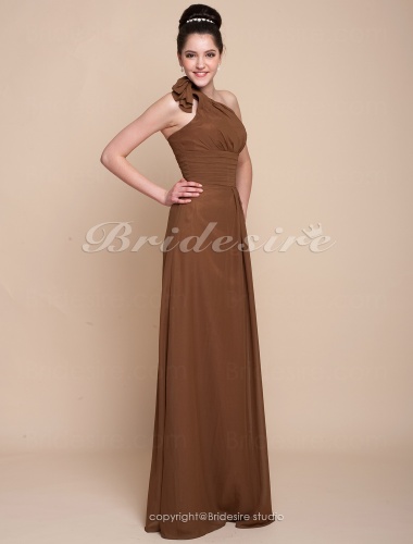 Sheath/Column Chiffon Floor-length One Shoulder Bridesmaid Dress
