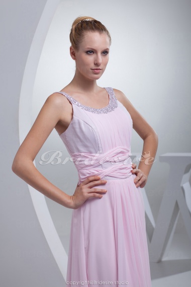 Sheath/Column Scoop Floor-length Sleeveless Chiffon Sequined Dress