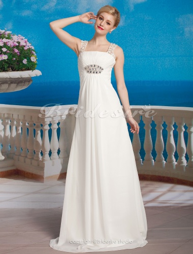 Sheath/ Column Chiffon Floor-length Square Wedding Dress