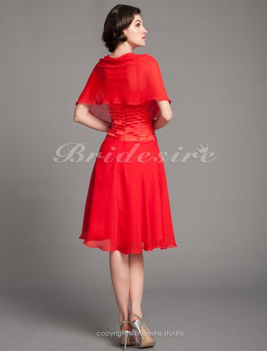 A-line Chiffon Knee-length Cowl Mother Of The Bride Dress