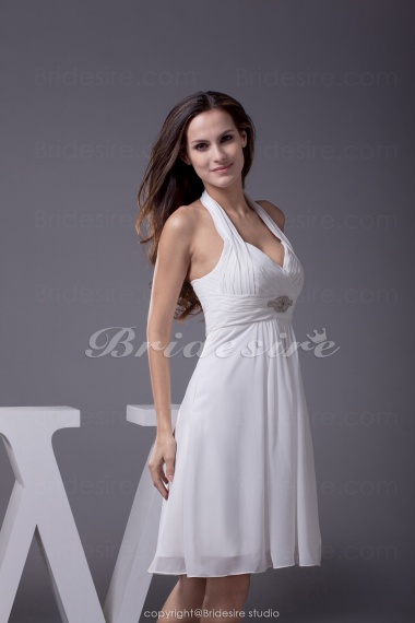 A-line Halter Short/Mini Sleeveless Chiffon Bridesmaid Dress