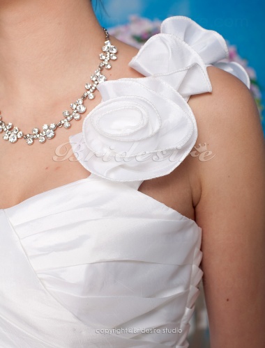 Ball Gown Taffeta Short/Mini One Shoulder Wedding Dress