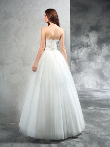 A-line Sweetheart Sleeveless Tulle Wedding Dress