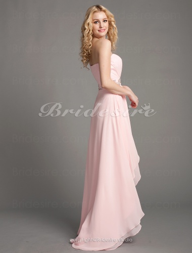 A-line Chiffon Floor-length Asymmetrical Sweetheart Bridesmaid Dress
