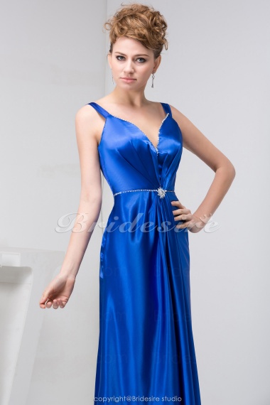 A-line Straps Floor-length Sleeveless Stretch Satin Mother of the Bride Dress