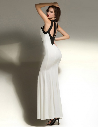 A-line Halter Floor-length Chiffon Prom Dress