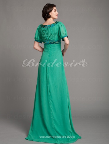A-line Stretch Satin And Chiffon Floor-length Scoop Mother of the Bride Dress