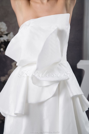A-line Strapless Asymmetrical Sleeveless Satin Dress