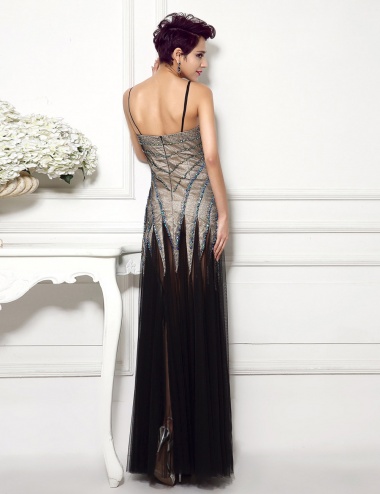 A-line Bateau Floor-length Chiffon Evening Dress