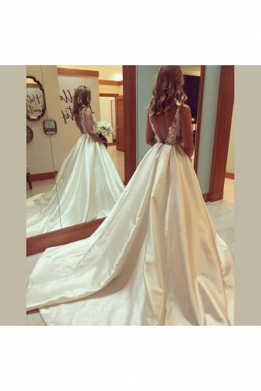 Ball Gown Square Sleeveless Satin Wedding Dress